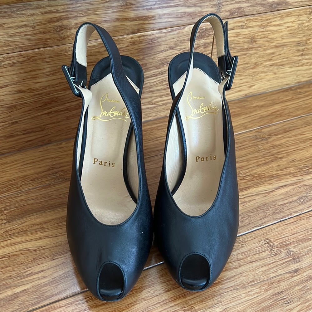 Christian Louboutin Black Leather Sandals